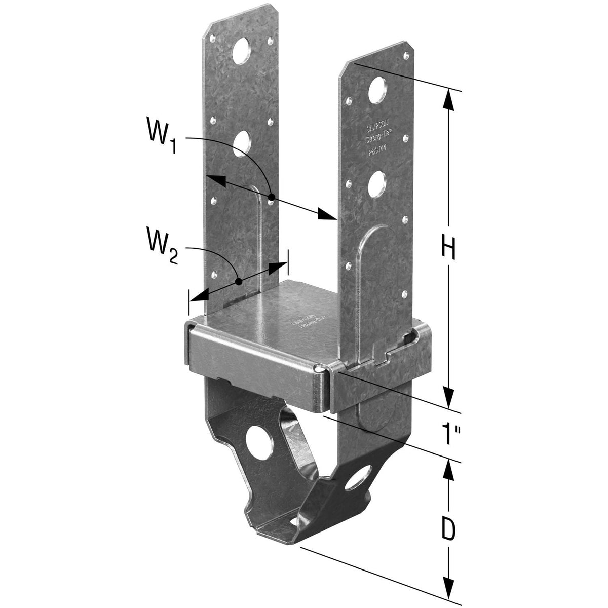 Simpson Strong-Tie PBST44Z PBST ZMAX Galvanized Standoff Post Base for 4x4