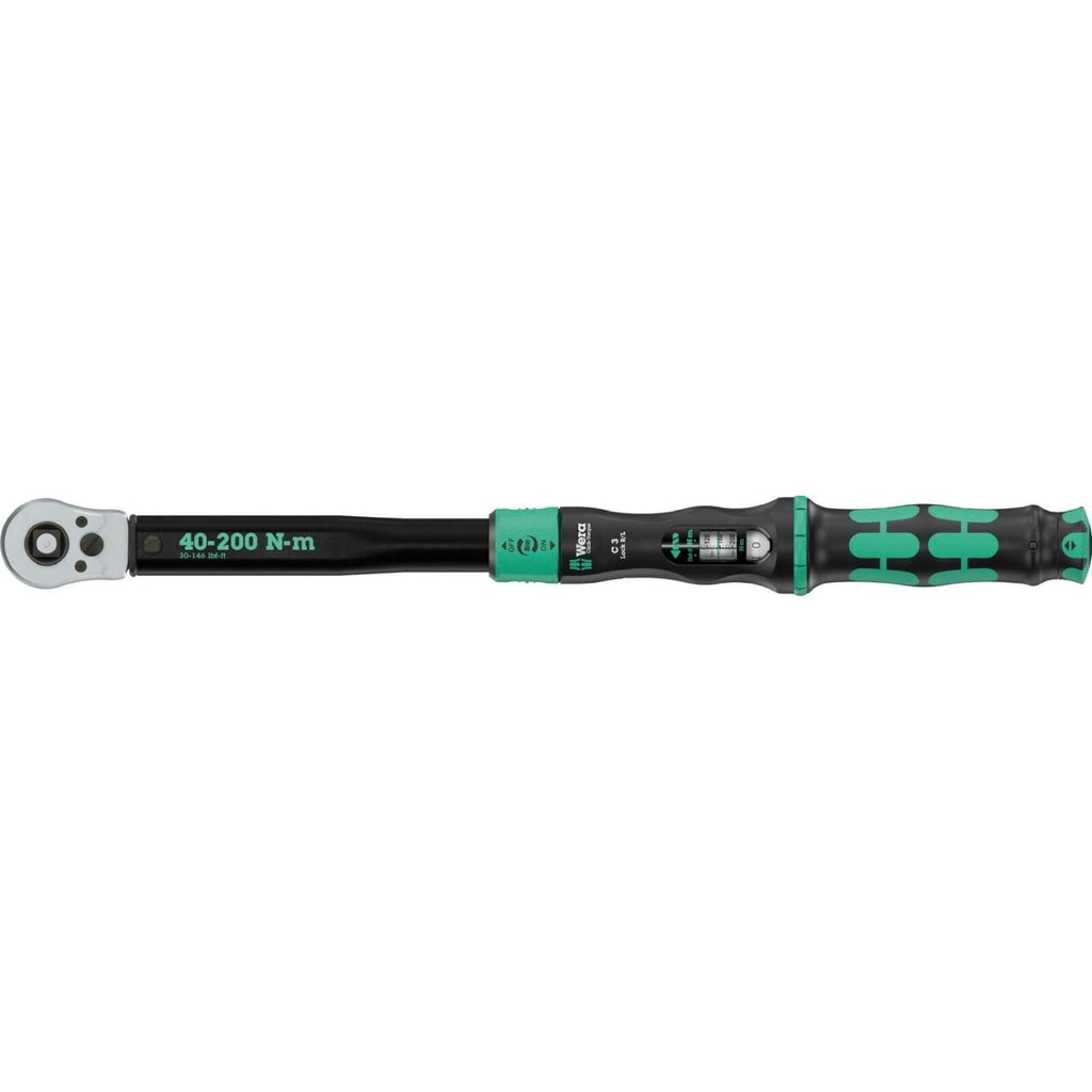 Wera Click-Torque Lock C 3 R/L Torque Wrench, Adjustable, Torque Function, Square Head Insert (1/2-in.), Clockwise/Counterclockwise Torque Operation, 40-200 Nm, 1/2-in.x40-200 Nm