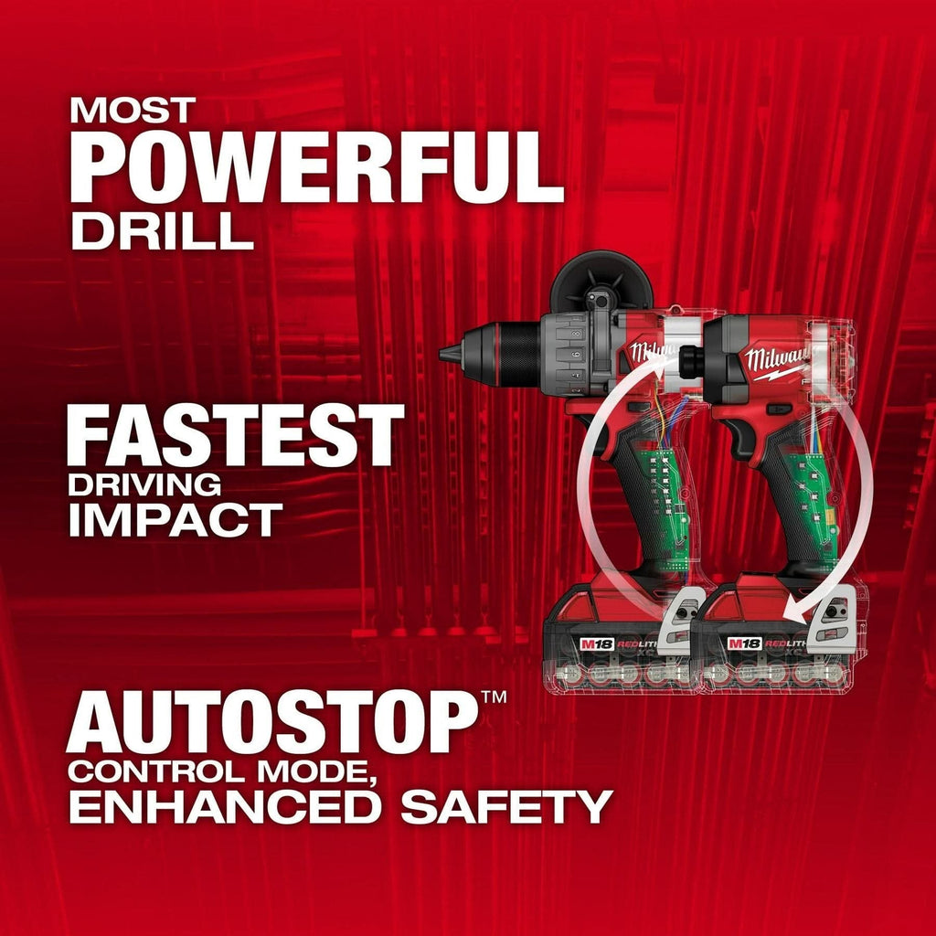 Milwaukee 3697-22 M18 FUEL 1/2-in. Hammer Drill and 1/4-in. Hex Impact Driver Combo Kit