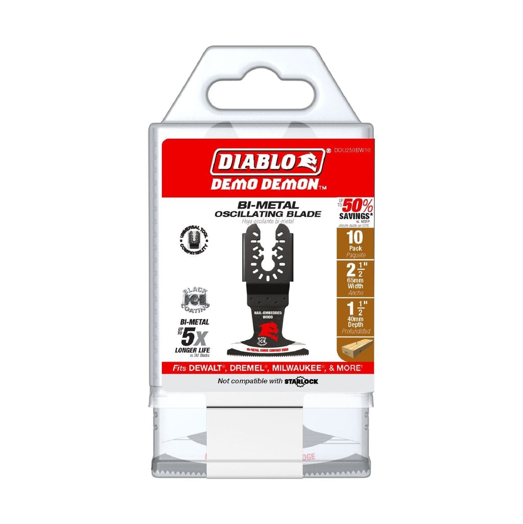 Diablo DOU250BW10 2-1/2-in. Universal Fit Bi-Metal Oscillating Blades for Nail-Embedded Wood
