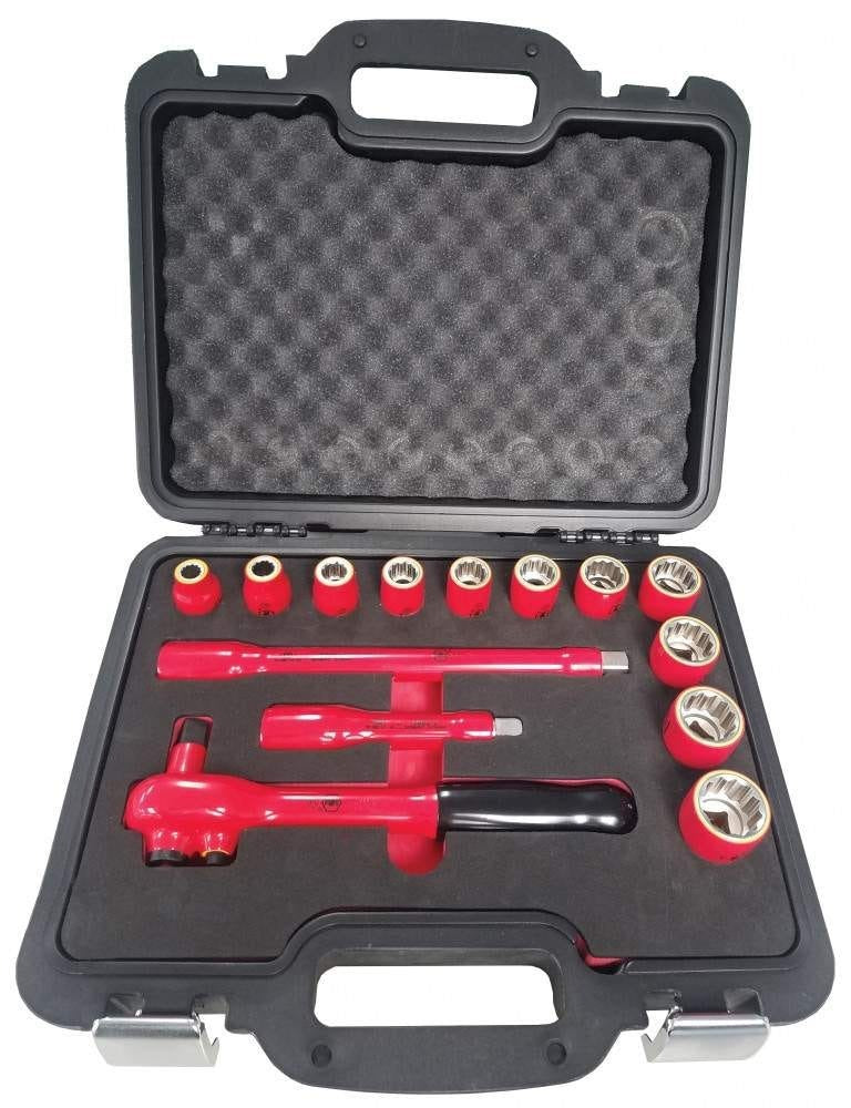 Wiha 31694 Insulated 1/2" Drive Socket 14-Piece Set Metric