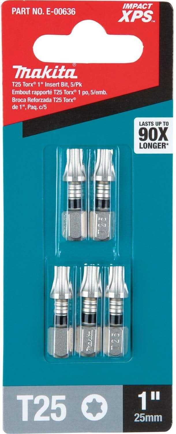 Makita E-00636 Impact XPS T25 Torx 1" Insert Bit, 5/pk