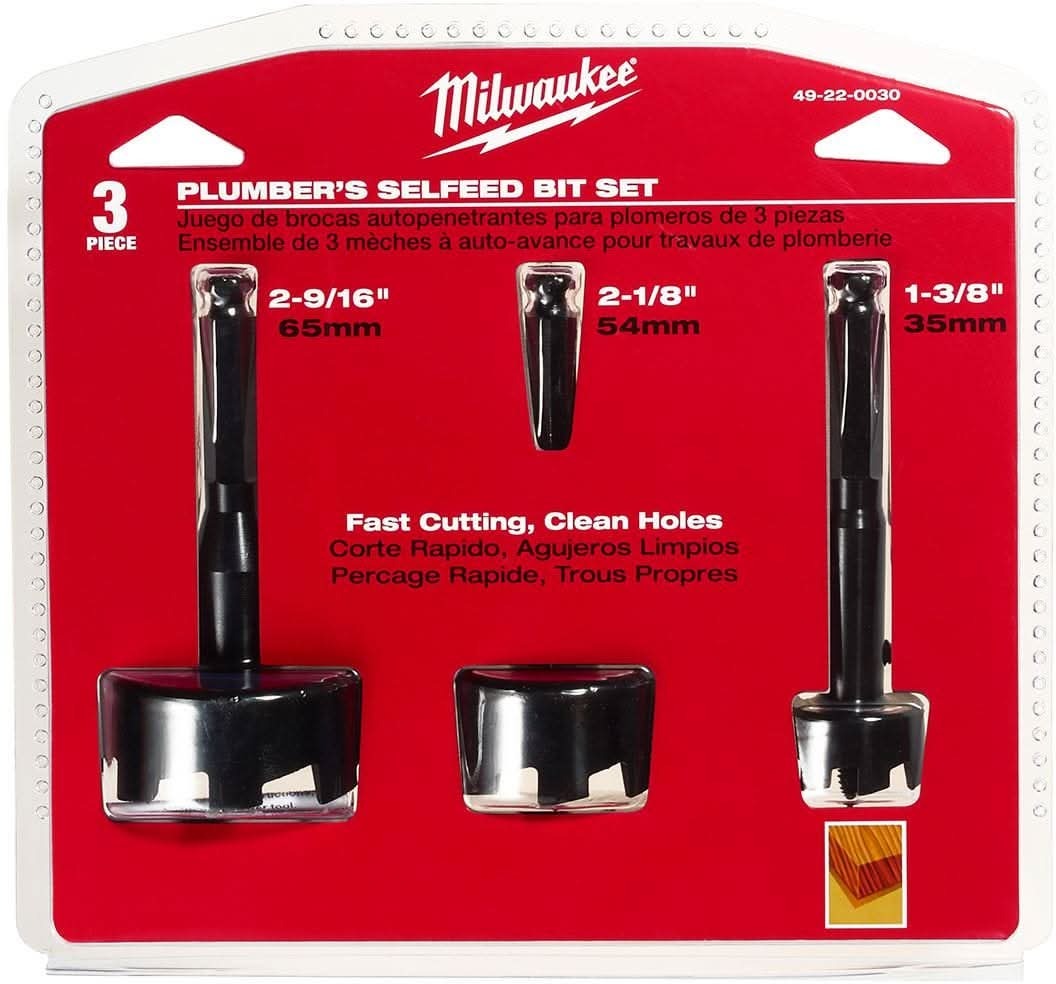 Milwaukee 49-22-0030 Plumbers' Selfeed Bit Kit, 3-Piece