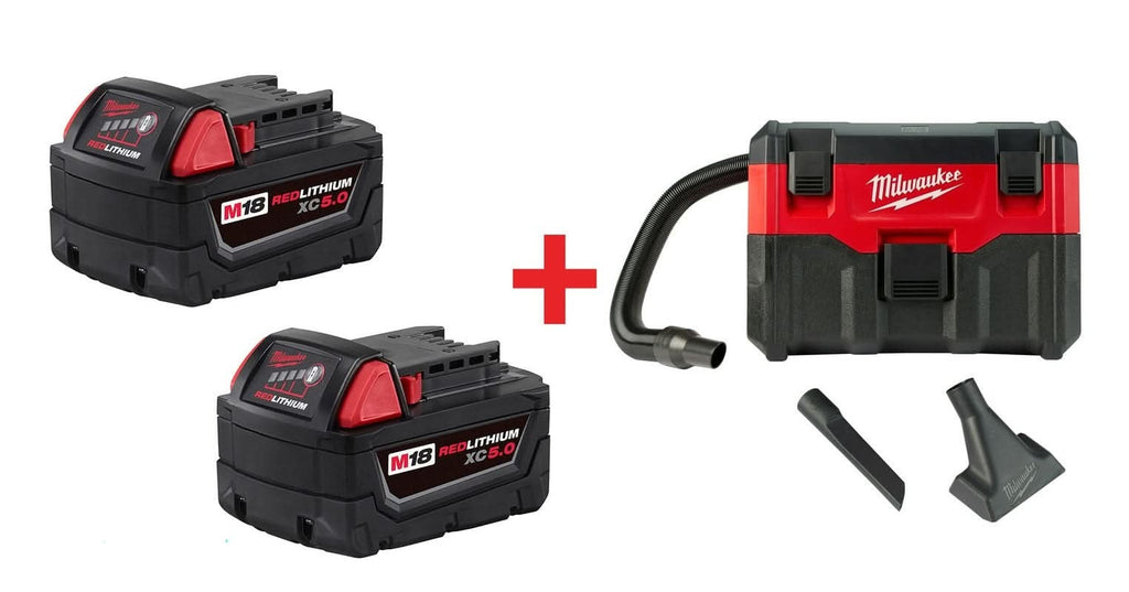 Milwaukee M18 Cordless Wet/Dry Vacuum with Battery, 2-Pack