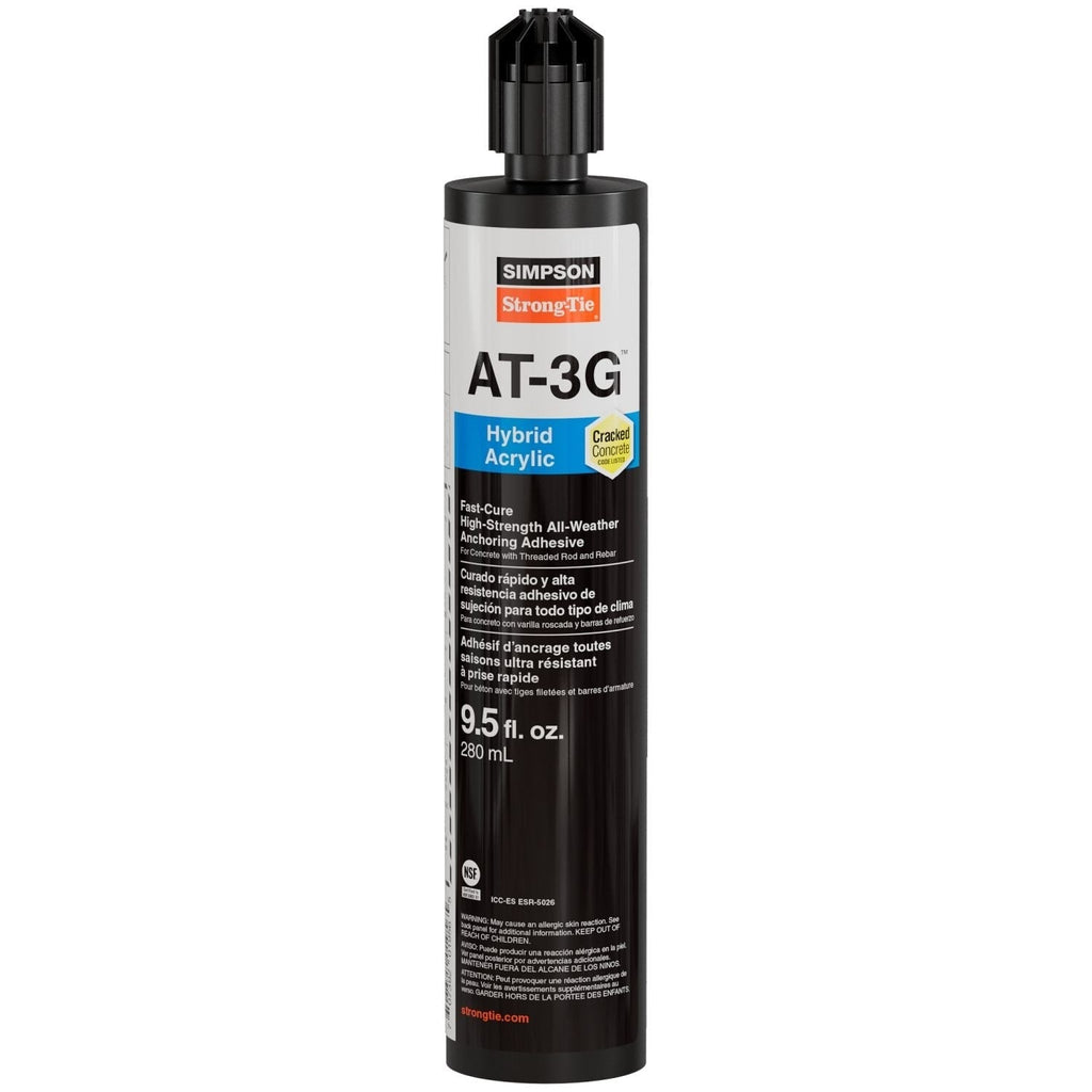 Simpson Strong-Tie AT3G10 AT-3G 9.5-oz. High-Strength Acrylic Anchoring Adhesive Cartridge w/ Nozzle