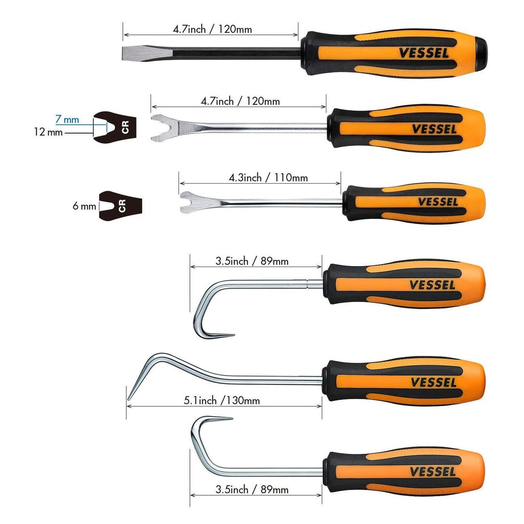 Vessel 9706EVA Megadora Chisel/ Clip Remover/Hose Remover Mix 6-Piece Set