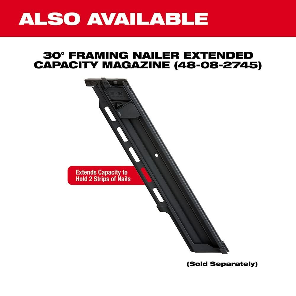 Milwaukee 2745-20 M18 FUEL Brushless 30-Degree Framing Nailer, Tool Only