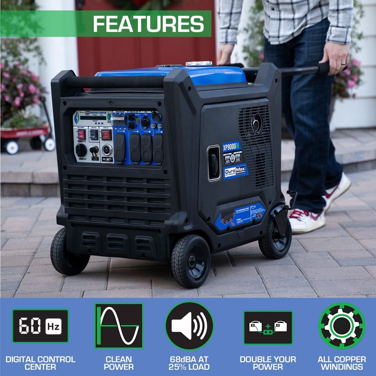 DuroMax XP9000iH 9,000-Watt 459cc Dual Fuel Digital Inverter Hybrid Portable Generator