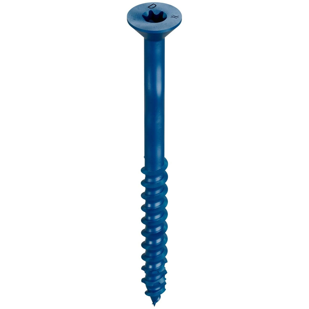 Simpson Strong-Tie TNT25314TF Titen Turbo, 1/4-in. x 3-1/4-in. 6-Lobe Flat-Head Concrete and Masonry Screw, Blue, 100-Pack