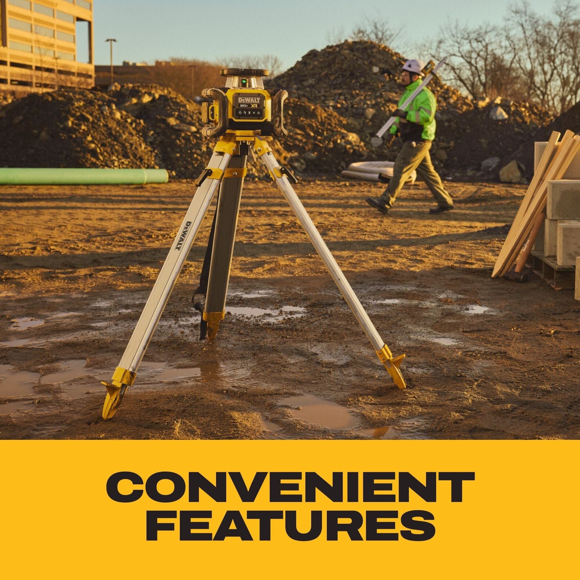 DEWALT 20V MAX XR Green Rotary Laser Powerstack 1.7Ah Kit (DCLE35121GE1)