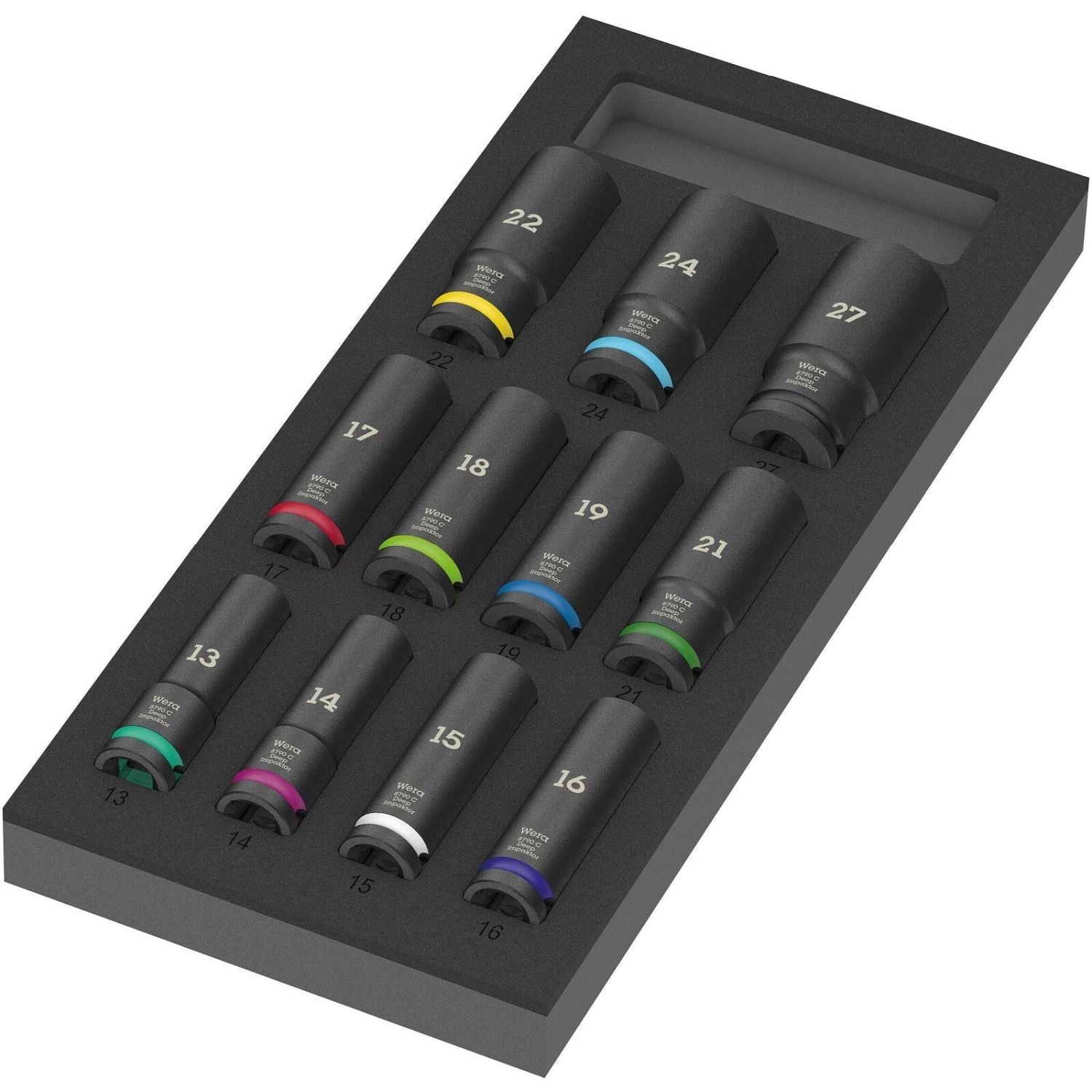 Wera 9725 Foam Insert Zyklop C, 1/2-in., Impaktor Deep Socket Set 1, 11-Pieces