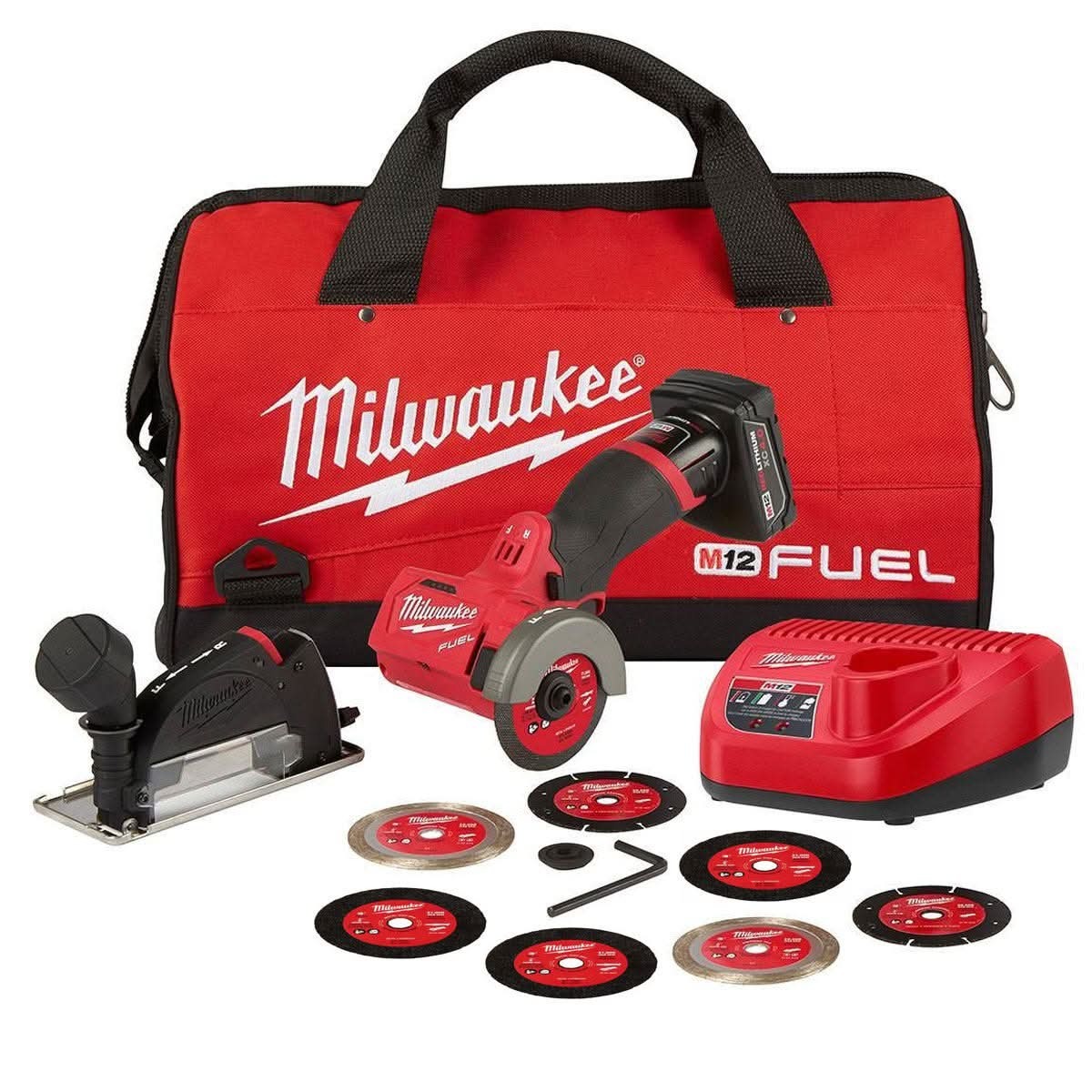 Milwaukee 2522-21XC M12 FUEL 3 in. Compact Cut Off Tool 4.0Ah Kit w/ 3-Pack Blades