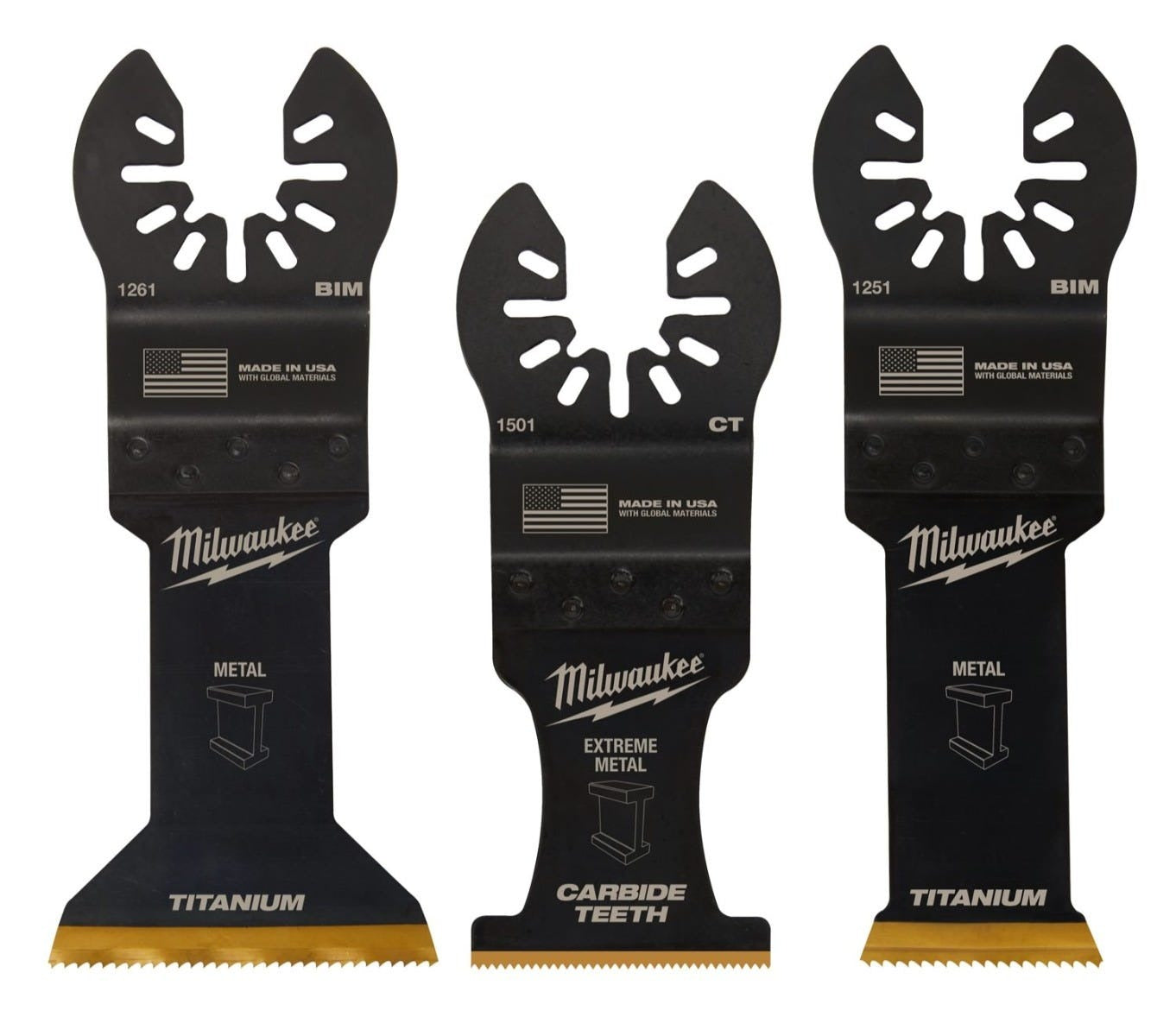 Milwaukee 49-10-9006 Open-Lok Metal Cutting Multi-Tool Blade, Variety Pack, 3-Pieces