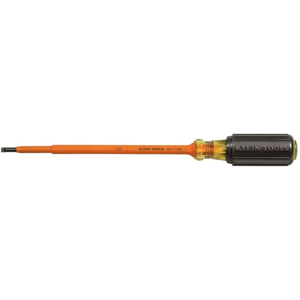 Klein 601-7-INS Insulated 3/16" Cabinet-Tip 7" Round-Shank Screwdriver