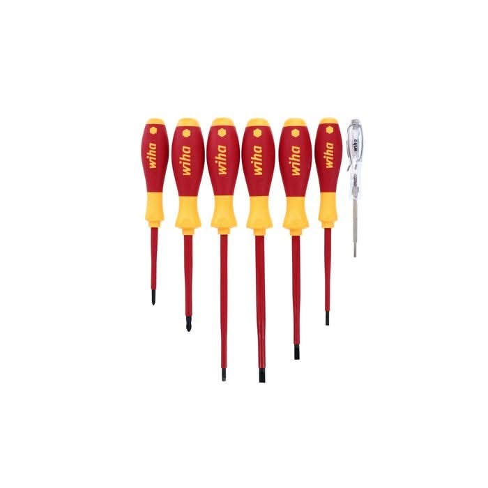 Wiha 32087 7-Piece Insulated SoftFinish Screwdriver and Voltage Detector Set
