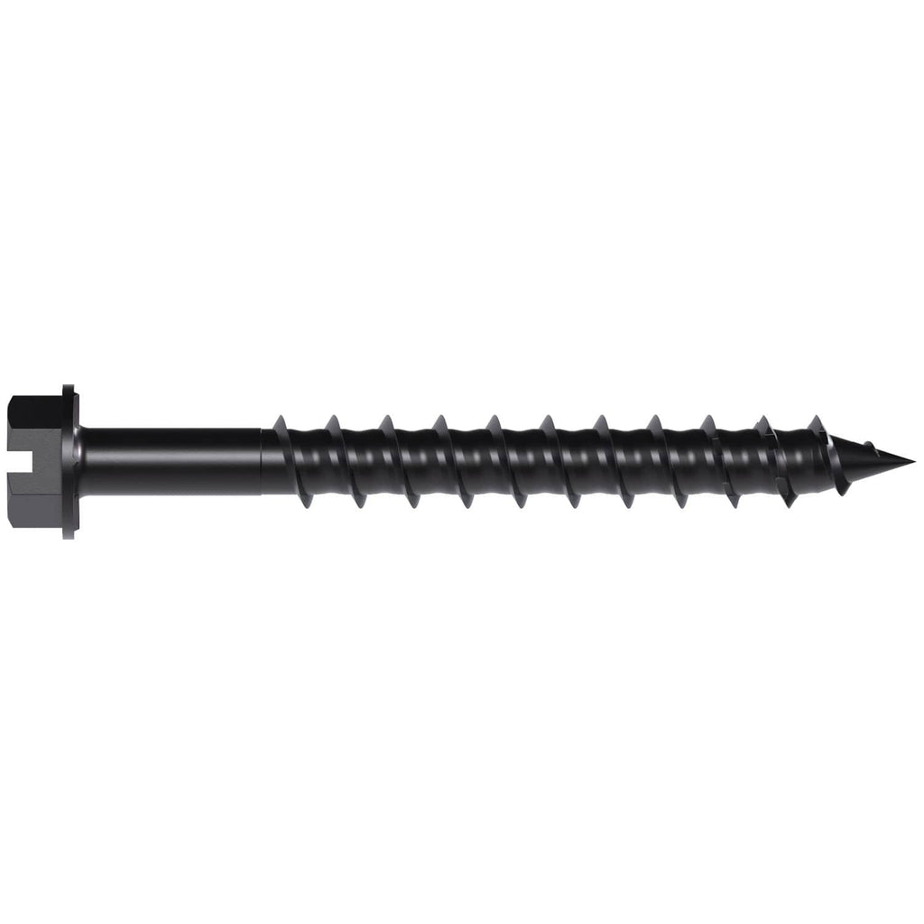 Simpson Strong-Tie TNTBL25214H Titen Turbo, 1/4-in. x 2-1/4-in. Hex-Head Concrete and Masonry Screw, Black, 100-Pack