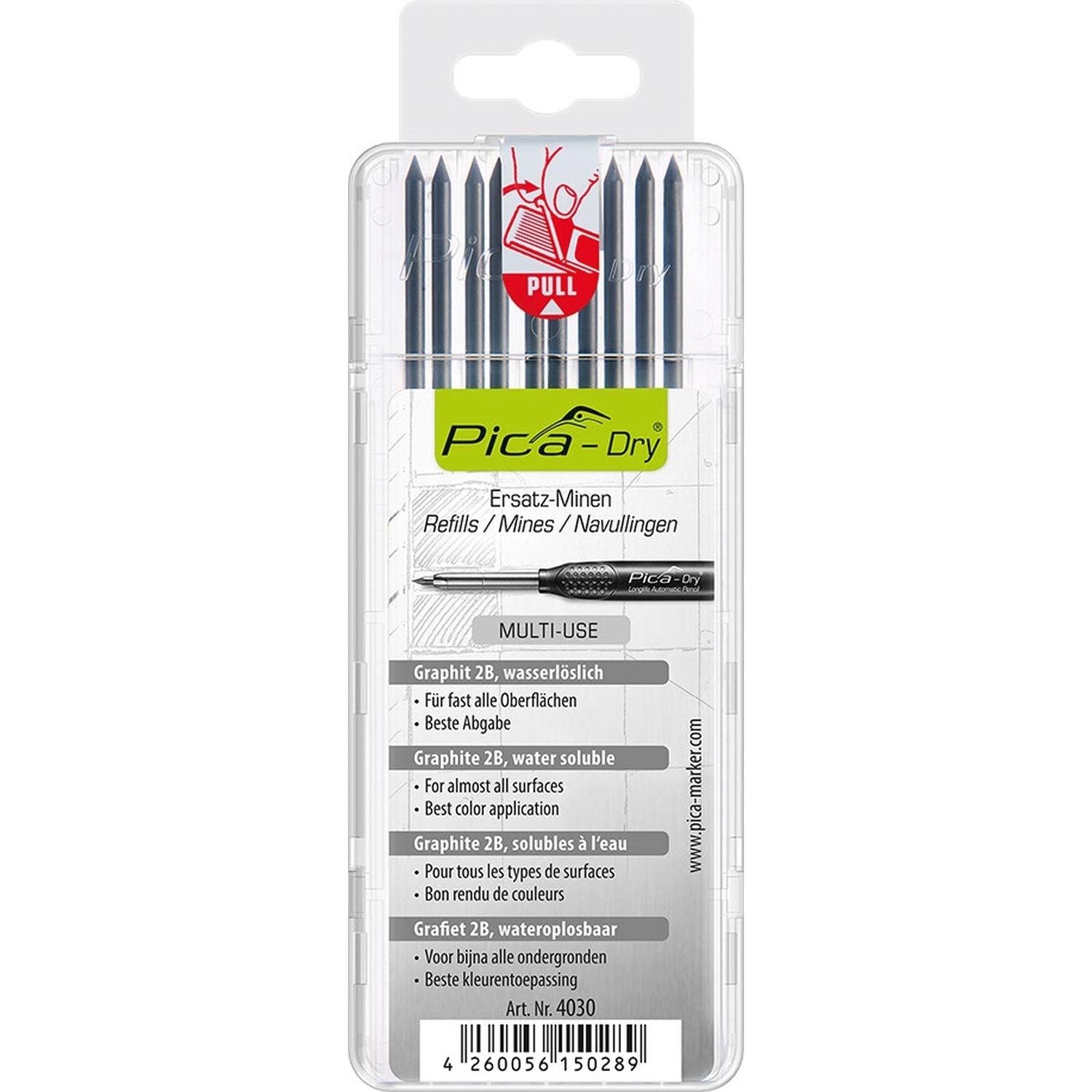Pica 4030/SB Graphite Pencil Lead Refills, 10-Pack