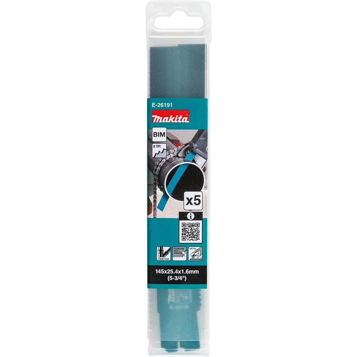 Makita E-26191 5-3/4-in. Metal Pipe Cutting Recipro Saw Blade, 8-TPI, 5-Pack, GRJ03