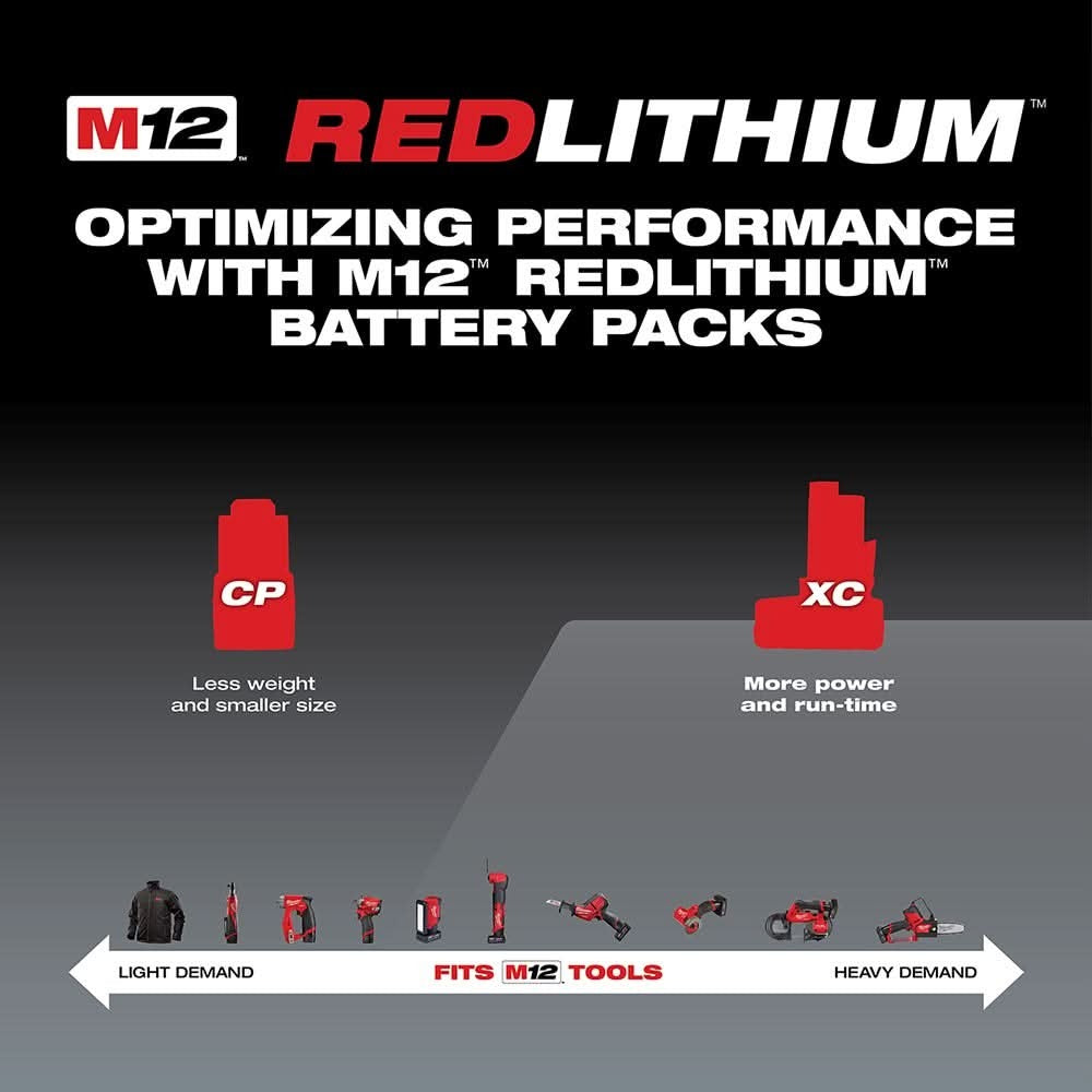 Milwaukee 48-11-2460 M12 REDLITHIUM XC 6.0Ah Extended Capacity Battery Pack
