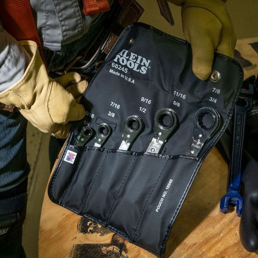 Klein 68245 Reversible Ratcheting Box Wrench Set, 5-Piece