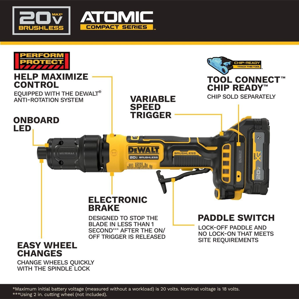 DeWALT DCG420GE1 20V MAX ATOMIC Die Grinder Oil-Resistant 1.7Ah XR POWERSTACK Kit