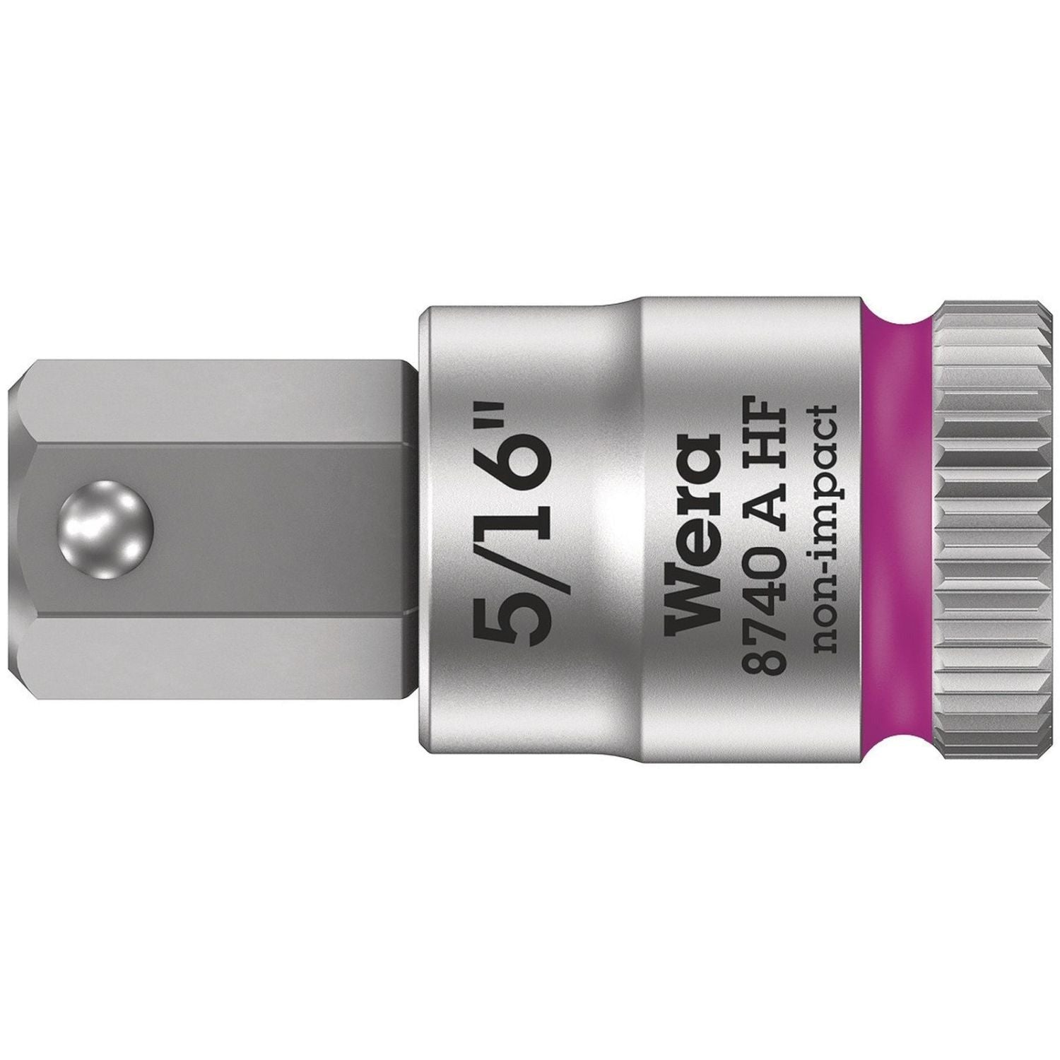 Wera 8740 A Hf Zyklop Bit Socket With Holding Function, 1/4-in. Drive, 5/16-in.x28-mm.