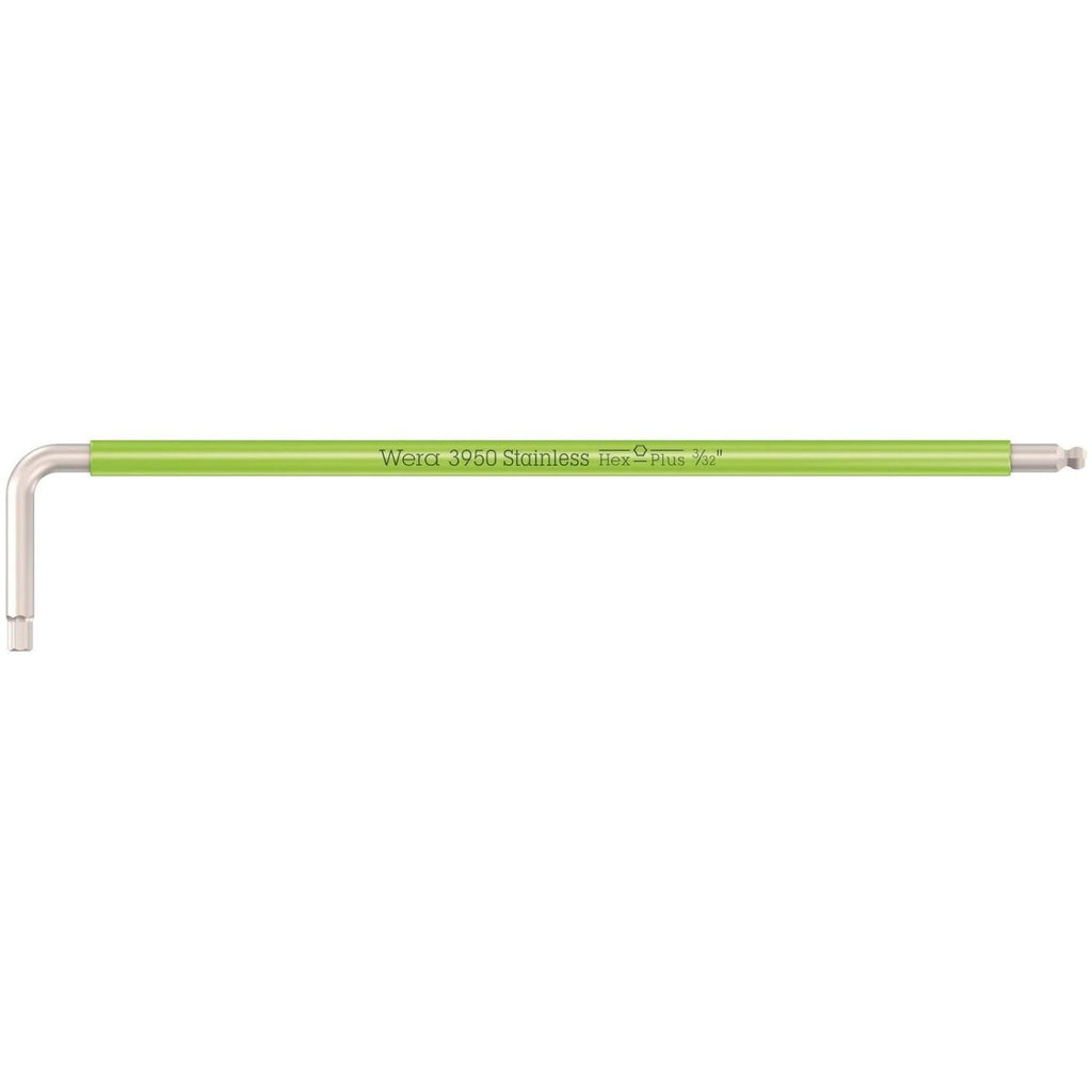 Wera 3950 Spkl Multicolour Imperial L-Keys, Imperial, Stainless, 3/32-in.x112-mm.