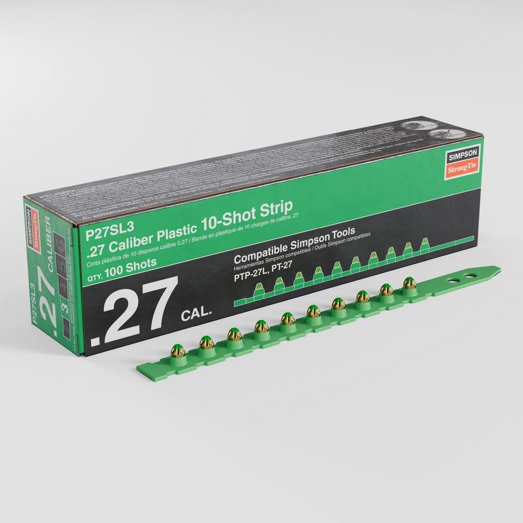 Simpson Strong-Tie P27SL3 P27SL 0.27-Caliber Plastic, 10-Shot Strip Loads, Green, 100-Pack