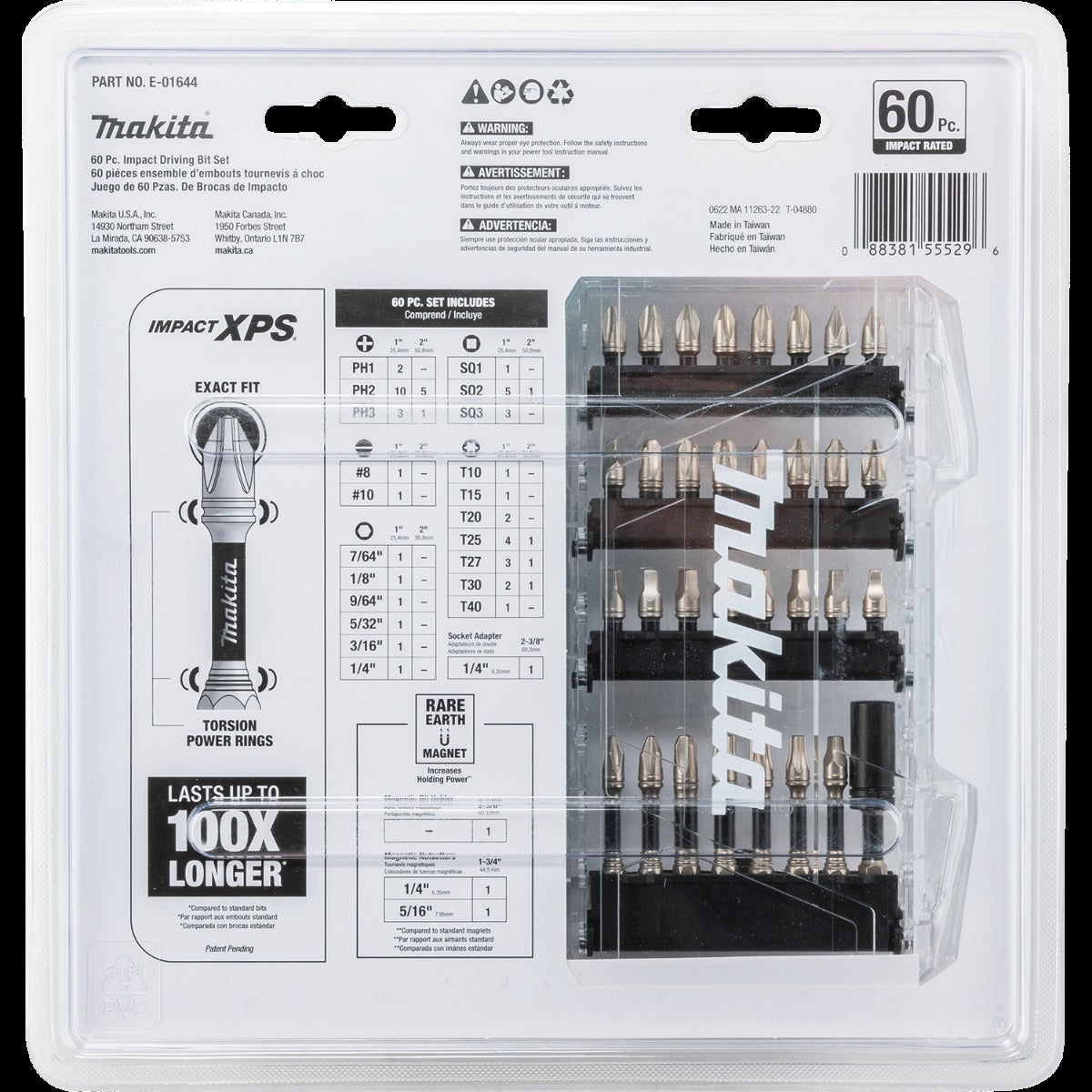 Makita E-01644 Impact XPS 60 Pc. Impact Bit Set