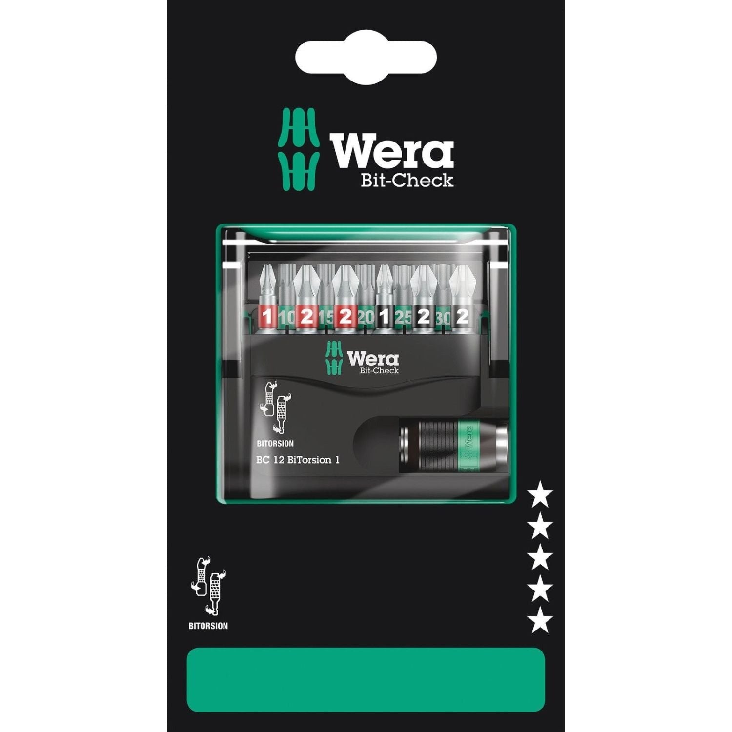 Wera Bit-Check 12 Bitorsion 1 SB, 12-Pieces