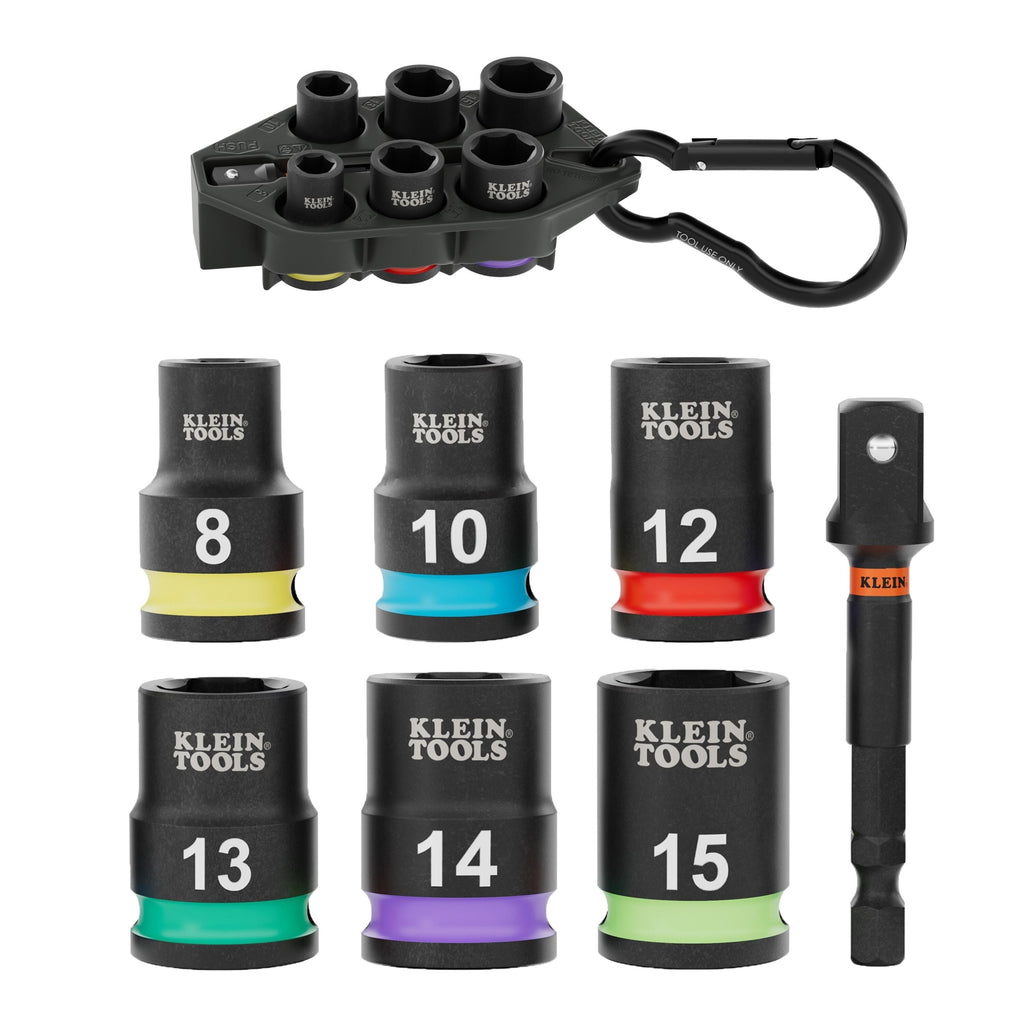 Klein 33808M Grab-And-Go Impact Socket Set, Metric, 7-Piece