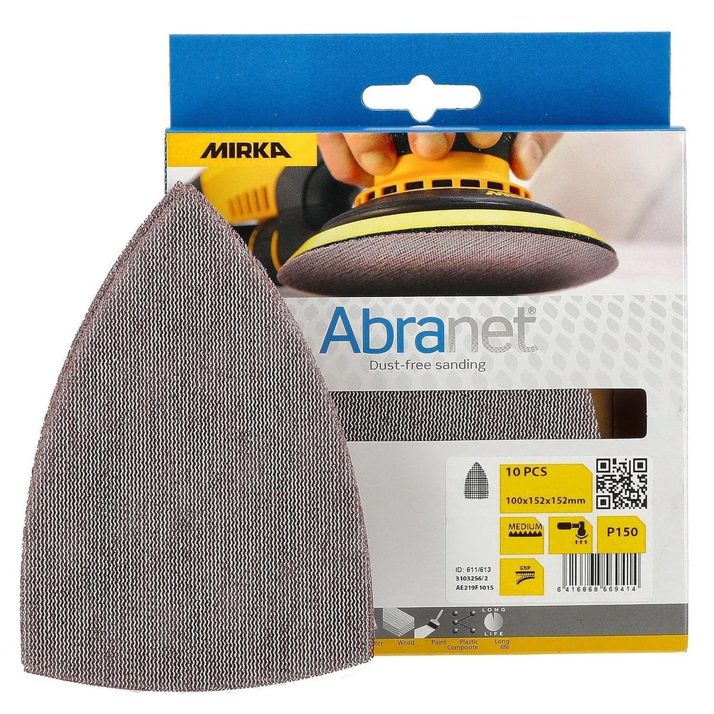 Mirka Abranet Delta P150 Triangular Mesh Sanding Sheets, 10-Pack Hook and Loop Dust-Free for Delta Sanders (9A-219-150)