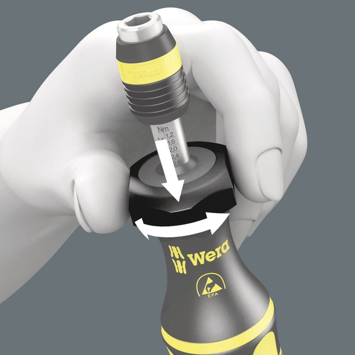Wera Series 7400 Esd Kraftform Adjustable Torque Screwdrivers (0.1-3.0 Nm) With Rapidaptor Quick-Release Chuck, 7431 Esdx0.30-1.00 Nm