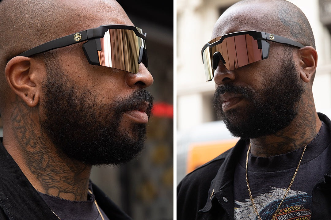 Heat Wave Future Tech Black Frame Rose Gold Z87+ Sunglasses