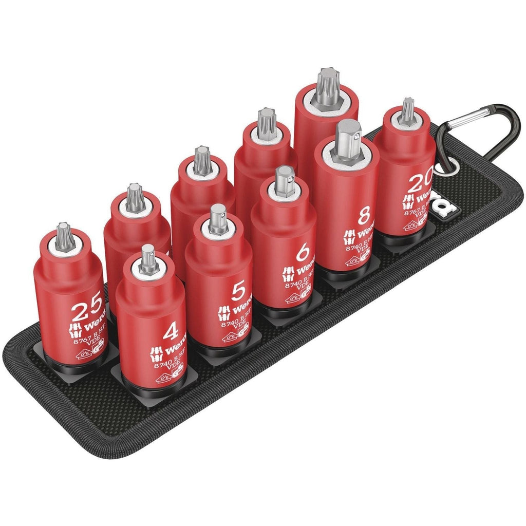 Wera Belt B VDE 1 Zyklop Bit Socket Set Torx / Hexagonal Socket With Holding Function, 3/8-in. Drive, 11-Pieces