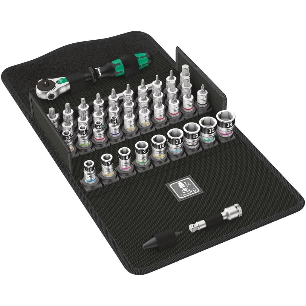 Wera 8100 Sa All-in Zyklop Speed Ratchet Set, 1/4-in. Drive, With Holding Function, Metric, 42-Pieces