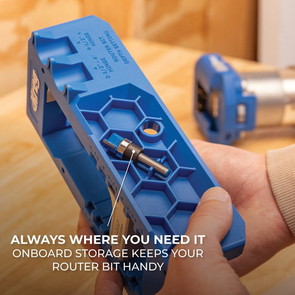 Kreg Tool Door Hinge Routing Jig with 1/2-in. Straight Router Bit for 2-1/2-in. to 5-in. Hinges (KRTHJ100)