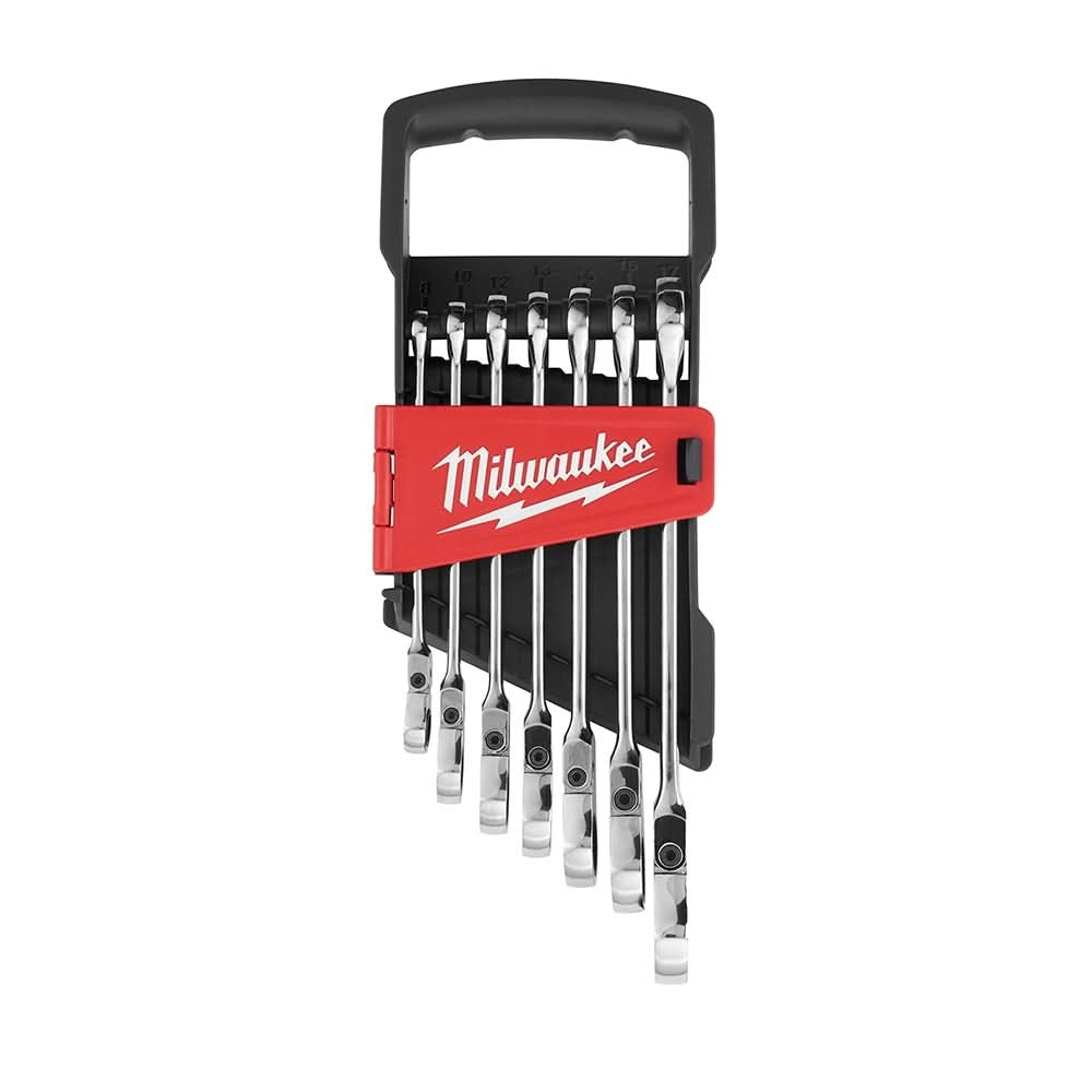 Milwaukee 48-22-9529 Metric Flex Head Ratcheting Combination Wrench, 7-Pieces