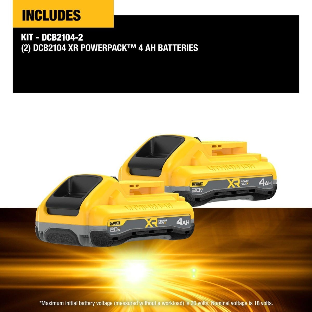 DeWALT DCB2104-2 20V MAX XR POWERPACK 4.0Ah Battery, 2-Pack (PROMO)