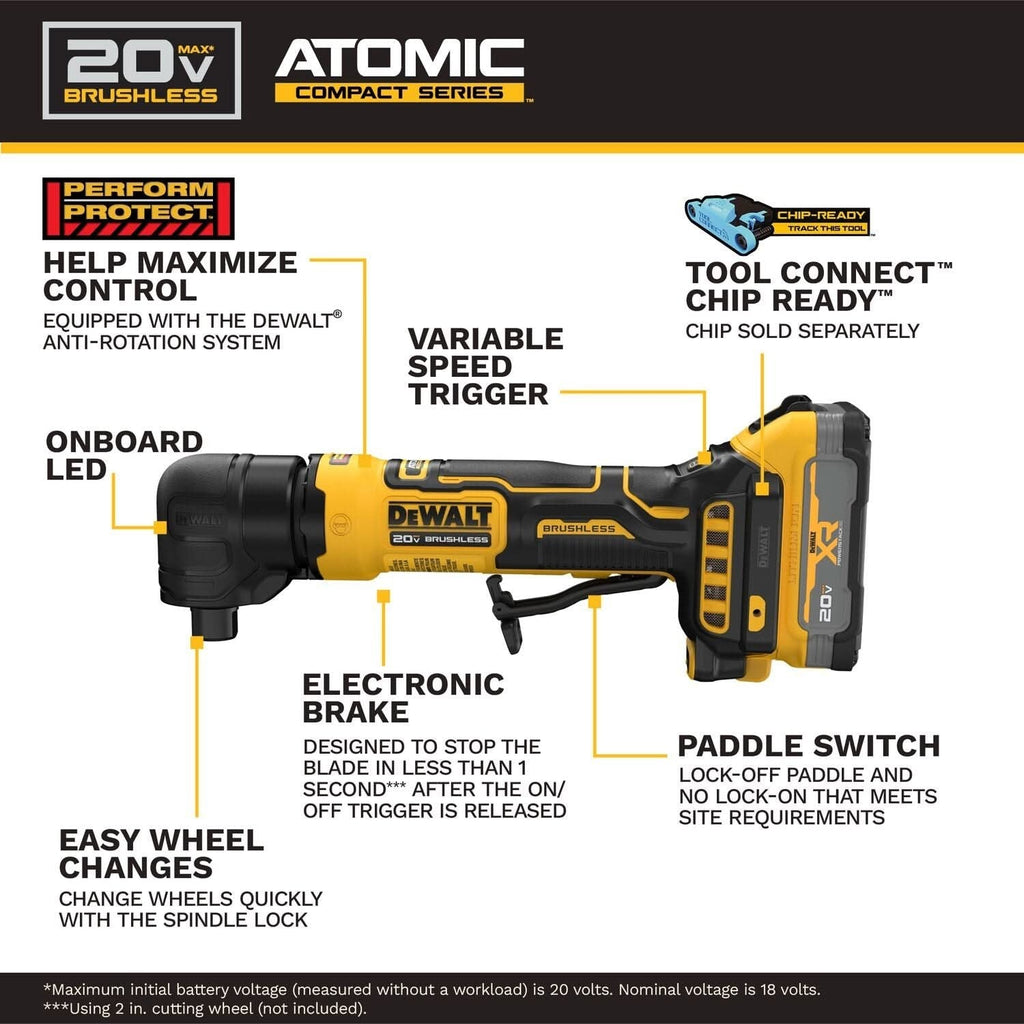 DeWALT DCG422E2 ATOMIC 20V MAX Right Angle Die Grinder 1.7Ah Kit with XR POWERSTACK