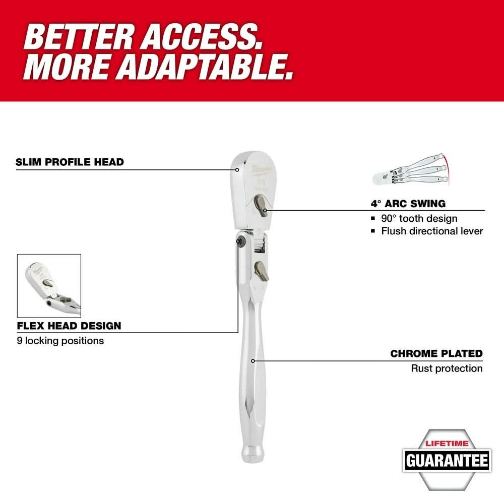 Milwaukee 48-22-9039 3/8" Drive 9" Flex Head Ratchet