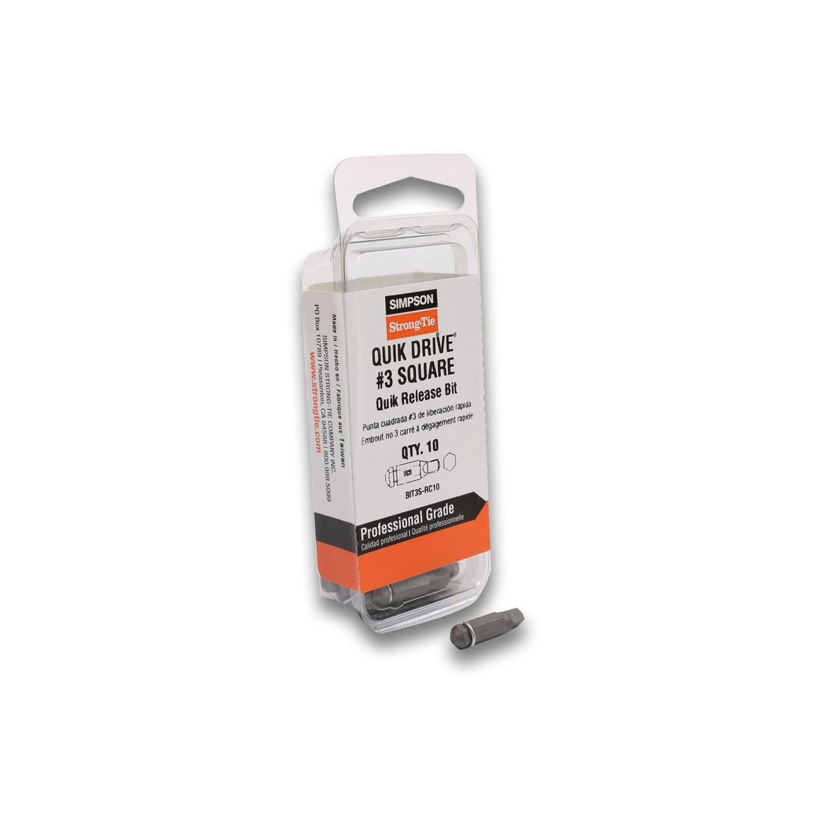 Simpson Strong-Tie BIT3S-RC10 Quik Drive #3 Square-Drive Bit, 10-Pack