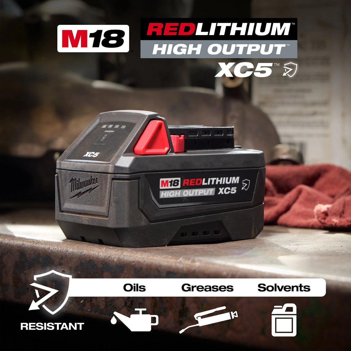 Milwaukee M18 REDLITHIUM HIGH OUTPUT XC5 5.0Ah Oil-Resistant Tabless Battery Pack (48-11-1855R)