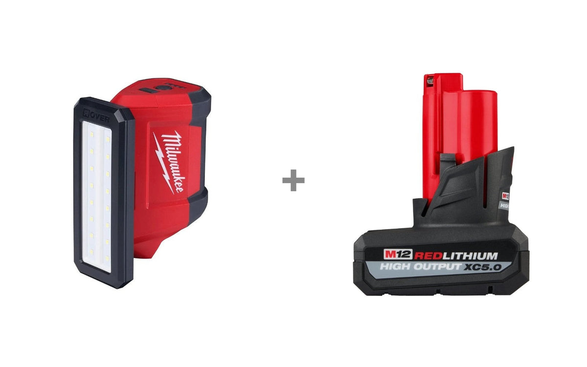 Milwaukee 2367-20 M12 ROVER 700-Lumen Flood Light with USB Charging (PROMO) w/ (1) M12 REDLITHIUM HIGH OUTPUT XC5.0 Battery Pack