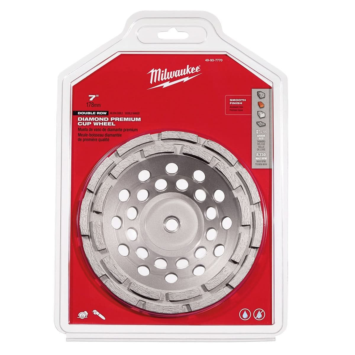 Milwaukee 49-93-7750 4" DIAMOND MAX Double Row Diamond Cup Wheel