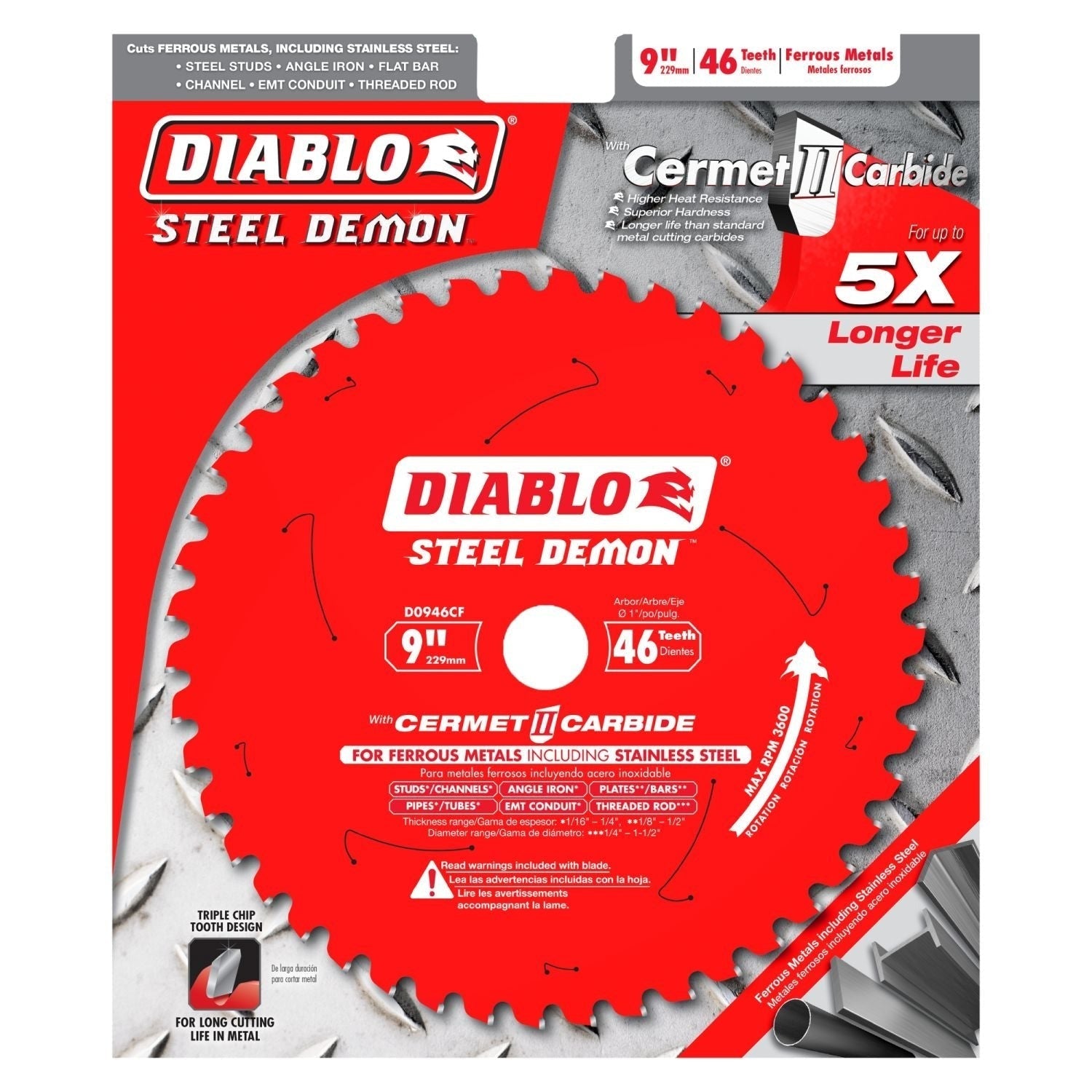 Diablo D0946CF 9 in. x 46-Tooth Steel Demon Cermet Metal and Stainless Steel Cutting Saw Blade