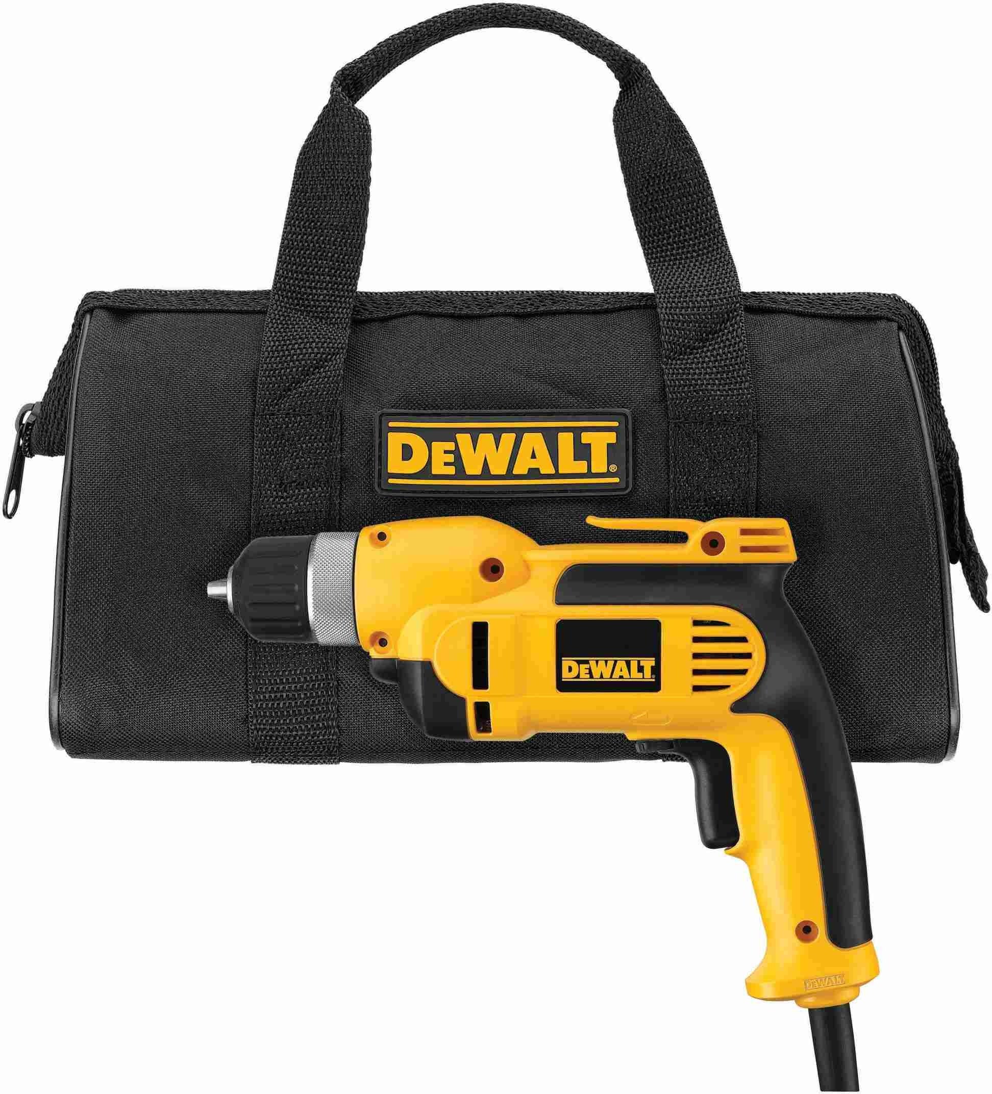 DeWalt DWD110K Corded 3/8" (10mm) VSR Pistol Grip Drill Kit with Keyless Chuck