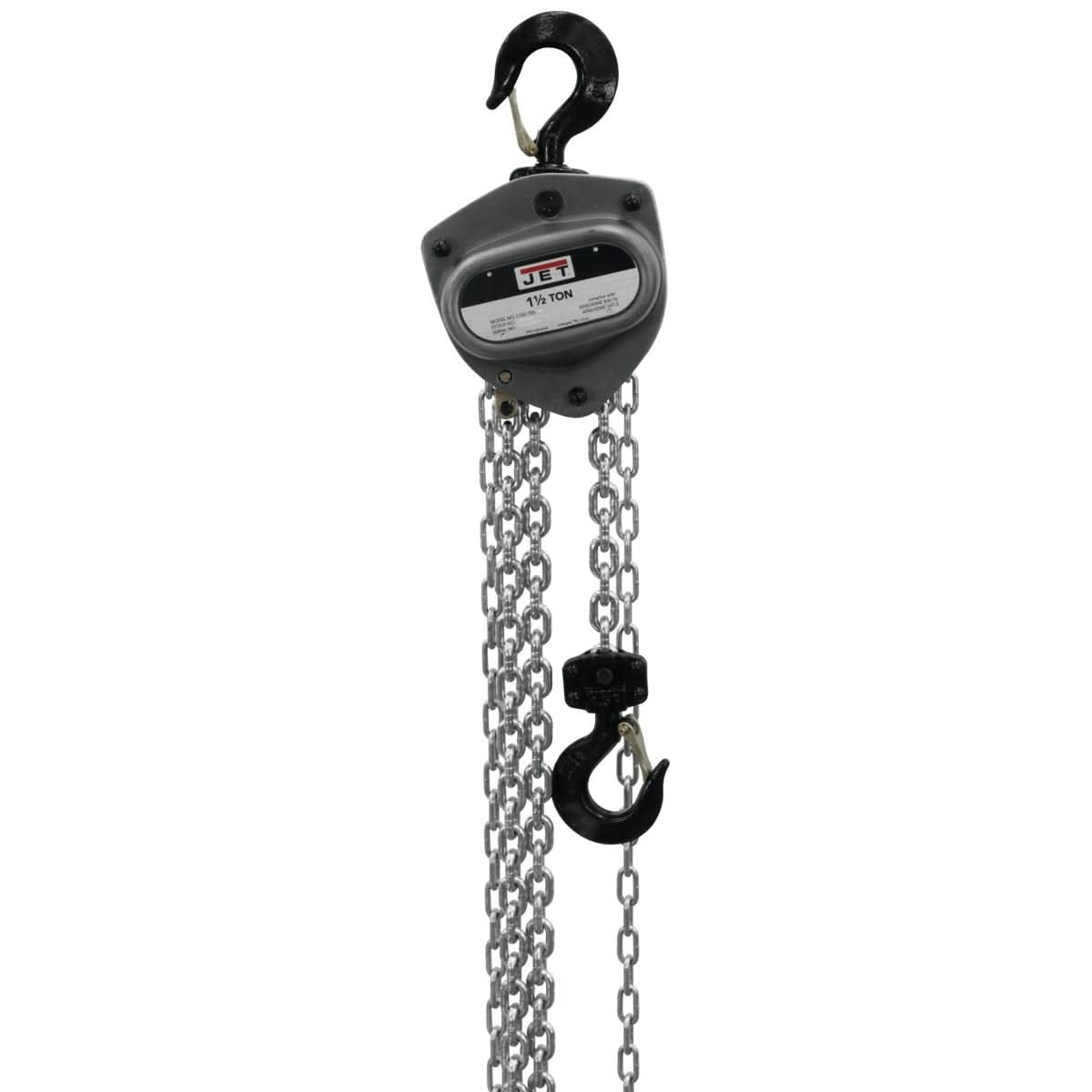 JET 101100 L-100-150WO-10, 1-1/2-Ton Hand Chain Hoist With 10-Foot Lift & Overload Protection