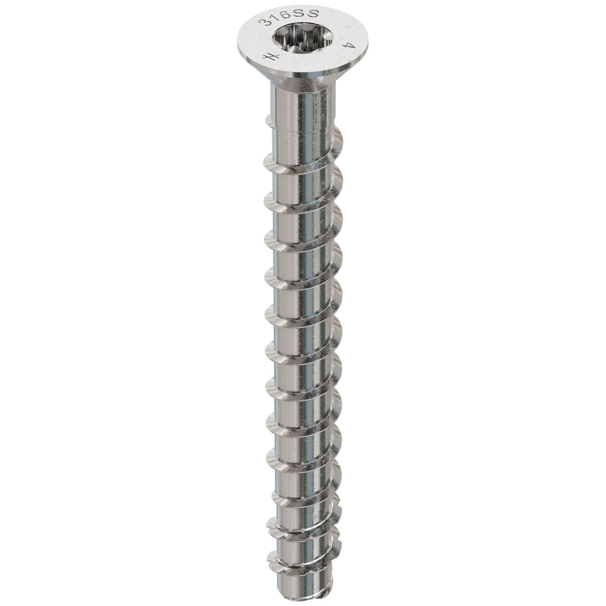 Simpson Strong-Tie Titen HD 3/8-in. x 4-in. Type 316 SS Countersunk Head Heavy-Duty Screw Anchor, 25-Pack (THD37400CS6SS)