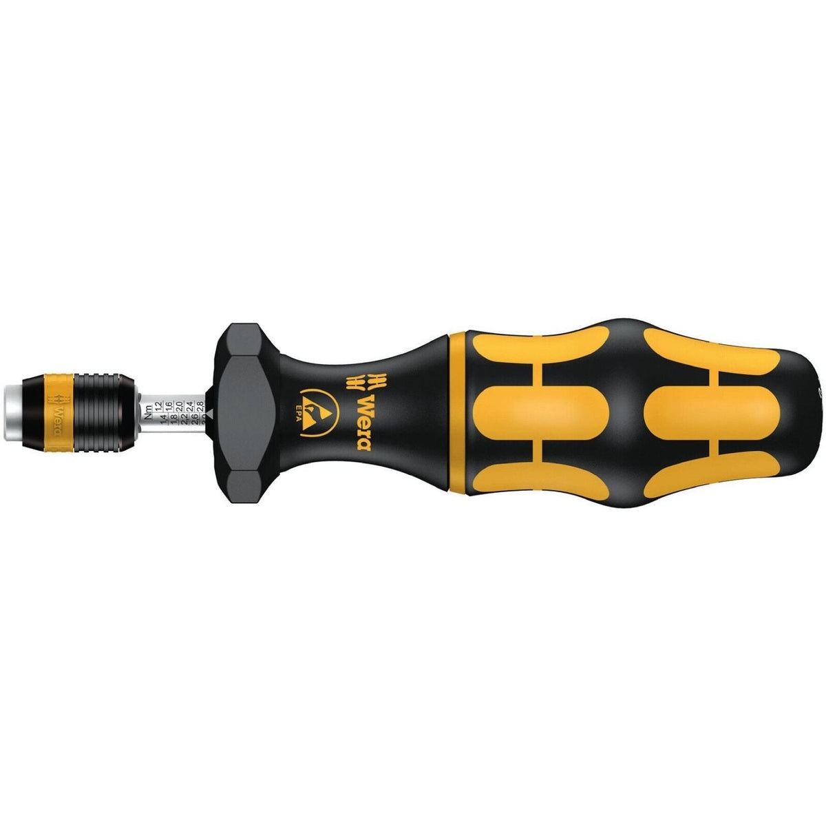 Wera Series 7400 Esd Kraftform Adjustable Torque Screwdrivers (2.5-29.0 In.Lbs.) With Rapidaptor Quick-Release Chuck, 7446 Esdx11-29 In. Lbs.
